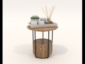 Rattan Table and Chairs Set 5 3D मॉडल