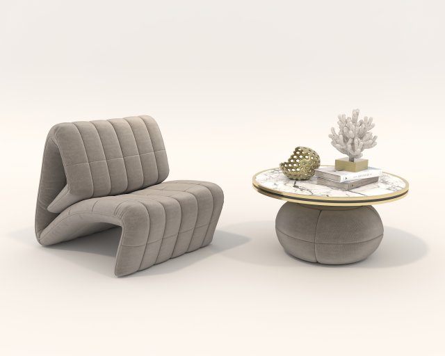 Contemporary Style Coffee Table and Armchair 21 Model 3D .c4d .max .obj .3ds .fbx .stl .blend 