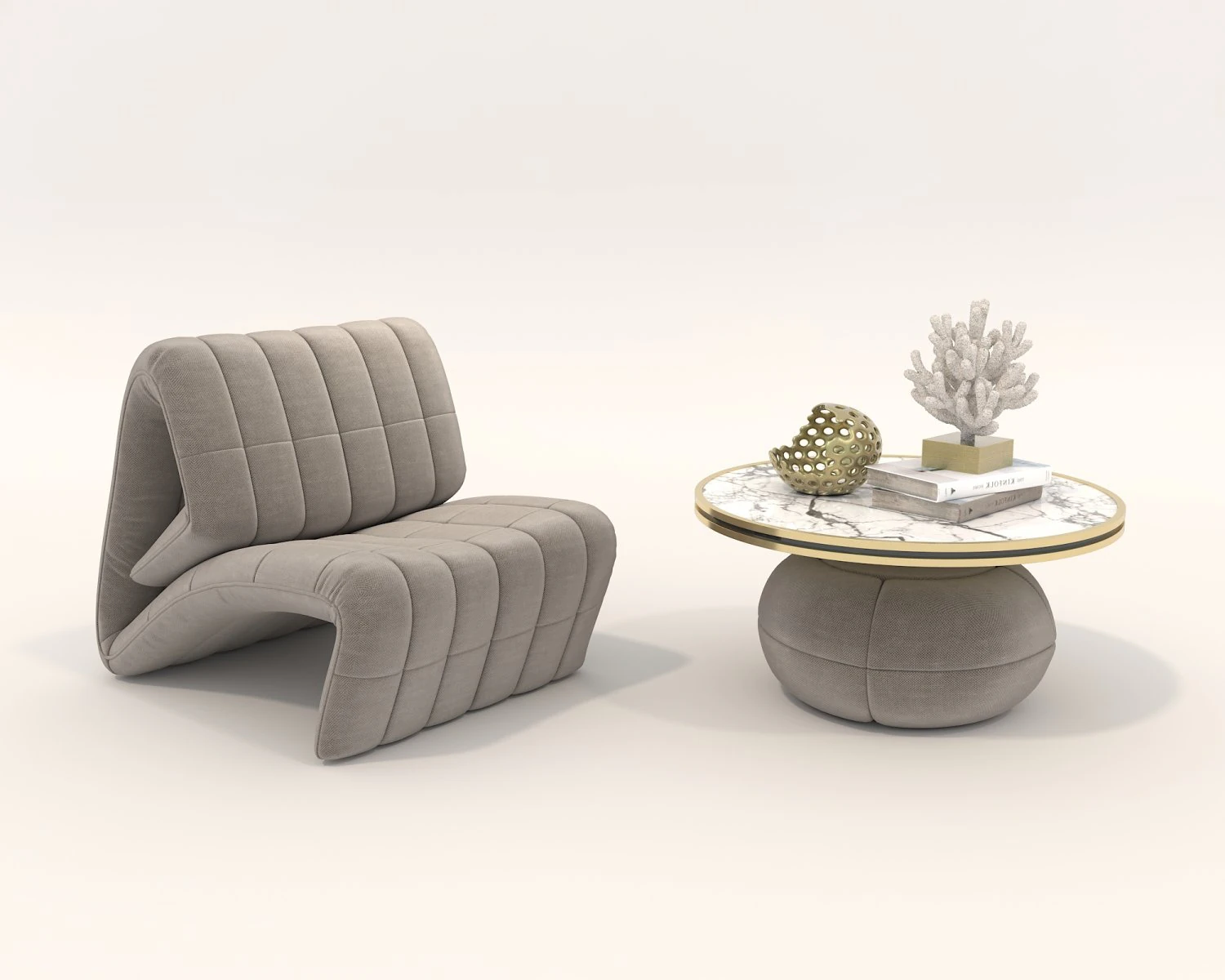 Contemporary Style Coffee Table and Armchair 21 3D Model .c4d .max .obj .3ds .fbx .stl .blend