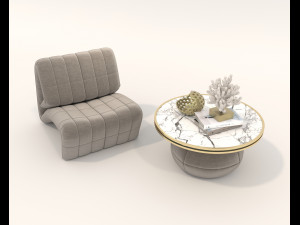 Contemporary Style Coffee Table and Armchair 21 Model 3D