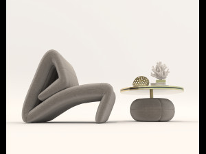 Contemporary Style Coffee Table and Armchair 21 Model 3D