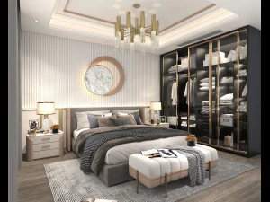Modern Bedroom Interior Scene 31 3D Model