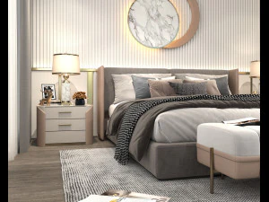 Modern Bedroom Interior Scene 31 3D Model