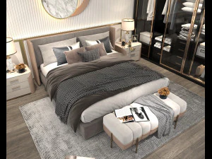 Modern Bedroom Interior Scene 31 3D Model