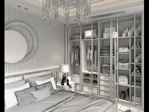 Modern Bedroom Interior Scene 31 3D Model