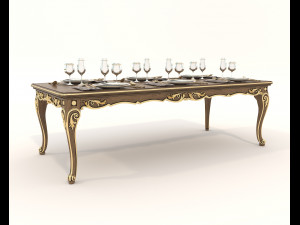 European Style Dining Table and Chairs 19 3D Модель