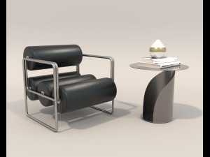 Contemporary Style Coffee Table and Armchair 22 Modello 3D