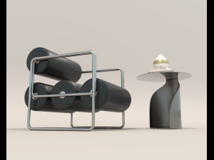 Contemporary Style Coffee Table and Armchair 22 3D 모델
