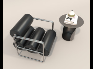 Contemporary Style Coffee Table and Armchair 22 3D 모델