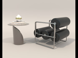Contemporary Style Coffee Table and Armchair 22 3D 모델