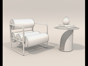 Contemporary Style Coffee Table and Armchair 22 3D 모델