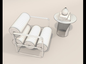 Contemporary Style Coffee Table and Armchair 22 3D 모델