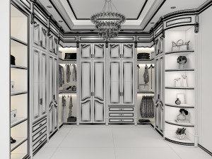Neoclassical Style Walk-in Closet 2 Modello 3D