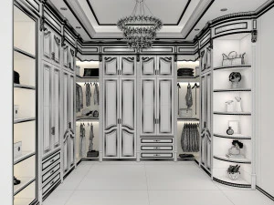 Neoclassical Style Walk-in Closet 2 3D Model