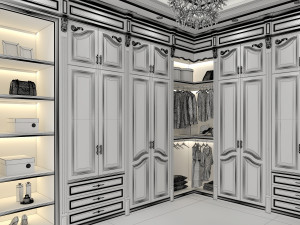 Neoclassical Style Walk-in Closet 2 Modello 3D