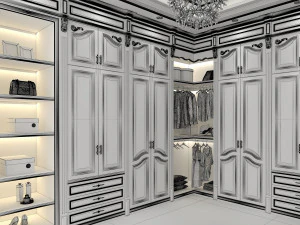 Neoclassical Style Walk-in Closet 2 3D Model