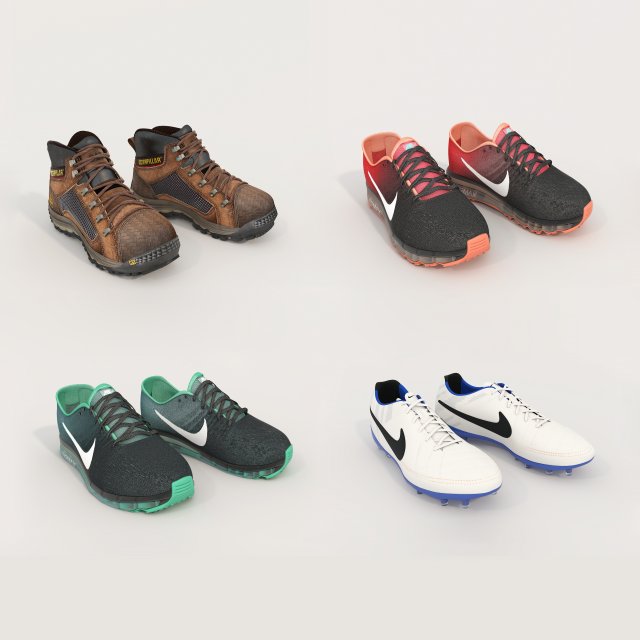 Shoes Collection 12 3D Model .c4d .max .obj .3ds .fbx .stl .blend 