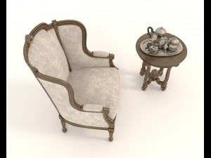 Classic Coffee Table and Armchairs 16 3D Model