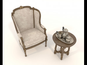 Classic Coffee Table and Armchairs 16 3D Model