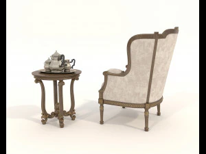 Classic Coffee Table and Armchairs 16 3D Model