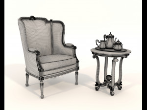 Classic Coffee Table and Armchairs 16 3D Model