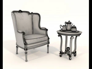 Classic Coffee Table and Armchairs 16 3D Model