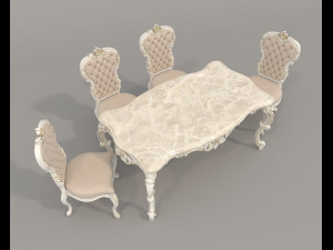 Classic Dining Table and Chairs 23 3D Model