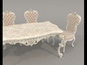 Classic Dining Table and Chairs 23 3D Model
