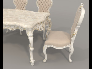 Classic Dining Table and Chairs 23 3D Model