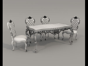 Classic Dining Table and Chairs 23 3D Model