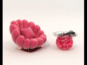 समसामयिक शैली की कॉफी टेबल और कुर्सी 23 3D मॉडल