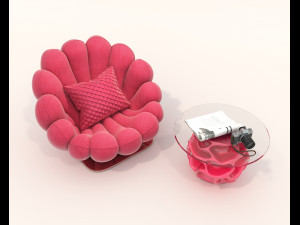 Contemporary Style Coffee Table and Armchair 23 3D Model