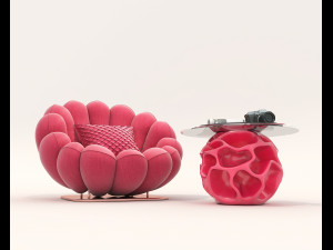 Contemporary Style Coffee Table and Armchair 23 3D Model