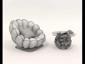 Contemporary Style Coffee Table and Armchair 23 3D Model