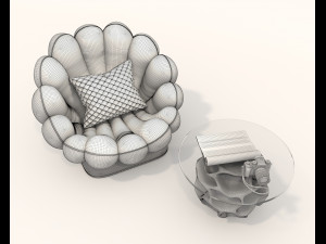 Contemporary Style Coffee Table and Armchair 23 3D Model