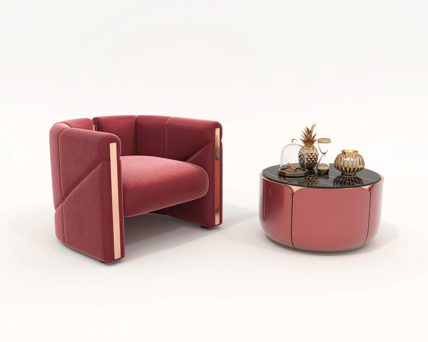 Luxury Lounge Chair and Coffee Table Set 3D Model .c4d .max .obj .3ds .fbx .stl .blend 