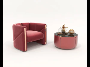 Luksusowy zestaw foteli wypoczynkowych i stolika kawowego Model 3D