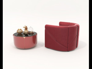 Luxury Lounge Chair and Coffee Table Set Model 3D
