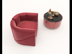 Luxury Lounge Chair and Coffee Table Set Model 3D