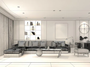 Modern Living Room Scene 6 3D Model