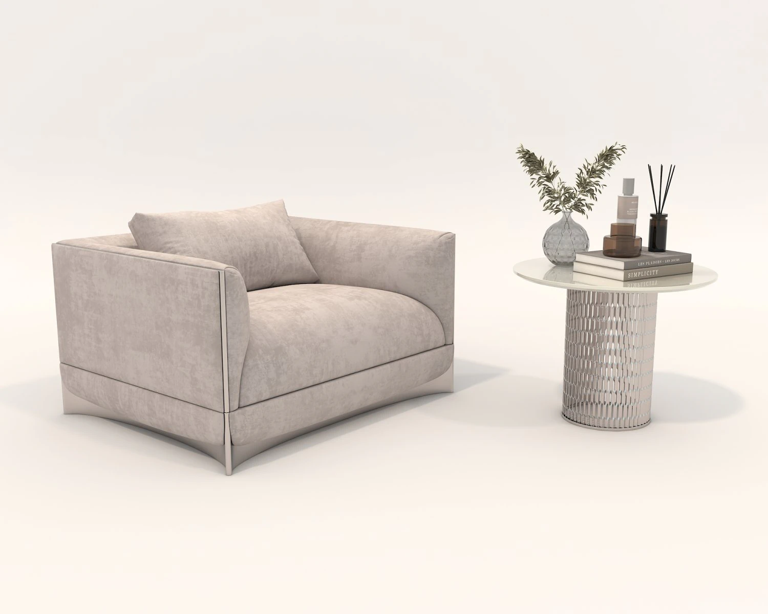 现代休闲椅和咖啡桌套装 3D 模型 .c4d .max .obj .3ds .fbx .stl .blend 