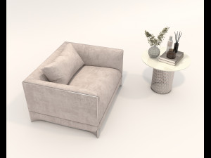 Modern Lounge Chair and Coffee Table Set 3D Model