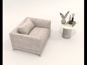 现代休闲椅和咖啡桌套装 3D 模型