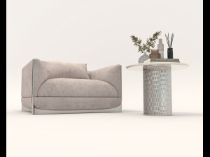 Modern Lounge Chair and Coffee Table Set 3D Model