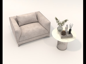 Modern Lounge Chair and Coffee Table Set 3D Model