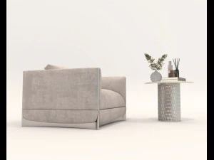 现代休闲椅和咖啡桌套装 3D 模型