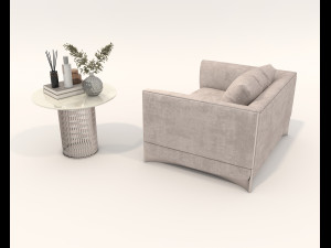 Modern Lounge Chair and Coffee Table Set 3D Model