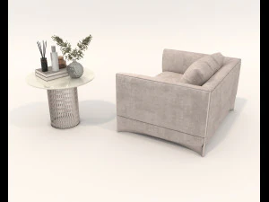 现代休闲椅和咖啡桌套装 3D 模型