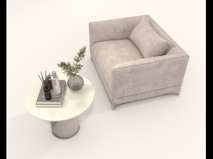 Modern Lounge Chair and Coffee Table Set 3D Model