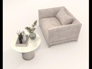 现代休闲椅和咖啡桌套装 3D 模型